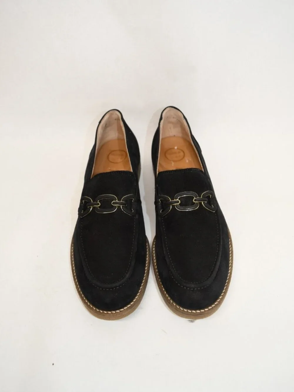 $500 PAUL GREEN ADA LOAFER SLIP ON BLACK SUEDE VAMP HARDWARE 9.5 (TF14)